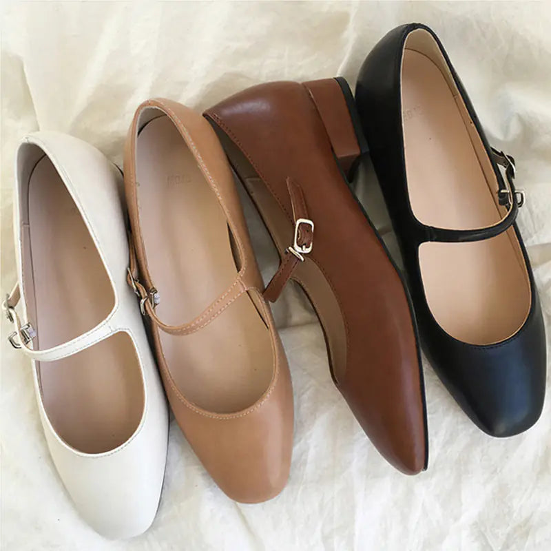 Vintage Mary Jane Shoes - Round Toe Flat Slip-On